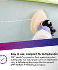 Person using Wool Compounding Pad 9 Inch Double Sided For Polishing Gelcoat Fiberglass Boats Cars Trucks And RVs Pro Grade Buffing Pad