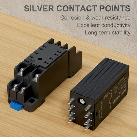 Liquid Crystal Display Time Relay With Dual Time Delay Function Double Pole Double Throw 12 Volt Direct Current Plug In Socket