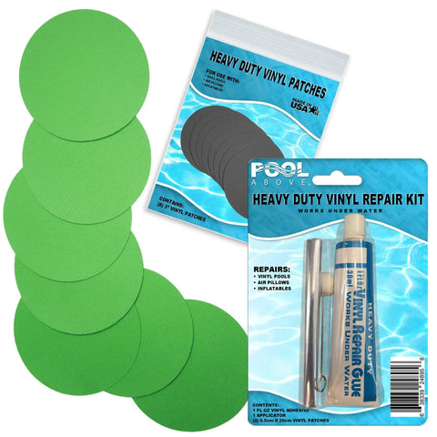 Heavy Duty Vinyl Patch Kit For Pools And Inflatables Eight 2 Inch Patches Waterproof 1100 Denier Polyester with adhesive and applicator