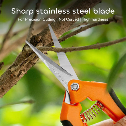 Three Pack 6.5 Inch Pruning Shears For Precise Cuts One Hand Operation Stainless Steel Straight Blades Cutting Branches