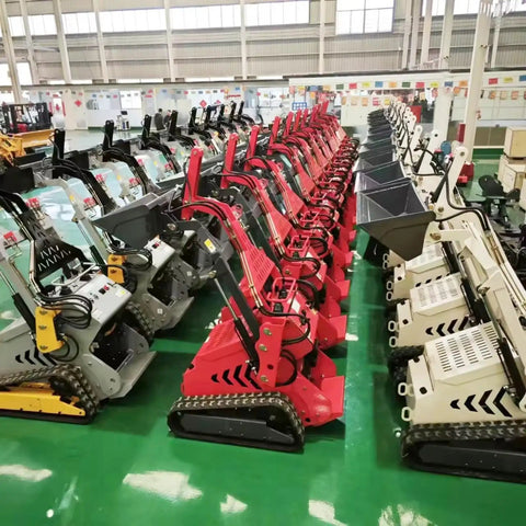 Compact Track Loader Skid Steer With Enclosed Cab And High Flow Hydraulics For Snow Removal, Excavation, Demolition, And Site Preparation in a warehouse