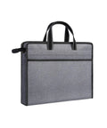 High Quality Oxford Zippered Document Bag With Sturdy Handle Tote For Hella Durable Carrying Of Paper Files Books And Everyday Professional Work Folders Travel Carry Case in grey with dual handles.