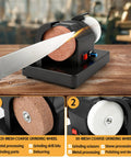 Grab And Go Cordless Mini Bench Grinder With Variable Speed Control Up To Seven Thousand RPM Dual Grinding Wheels for metal and wood.