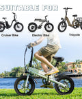 Fat Sixteen By Two Point Five Inch Electric Bike Tire With All Terrain Knobby Tread For E Trikes And E Bikes Foldable Replacement Tire For Snow Sand Mud And Dirt High Traction And Strong Grip Durable Heavy Duty Design on cruiser bike, e-bike, and tricycle