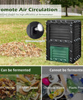 Outdoor Garden Compost Bin 80 Gallon 300L BPA Free Plastic No Fuss Easy Setup Barrel for fast fertile soil creation visible outdoors