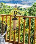 11 Inch Heavy Duty Fence Deck Hook Rail Hanging Mounting Kit for Bird Feeders on wooden porch railing with birds feeding