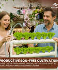 Couple using Hydroponic Plant Growing System For Home Gardens 36 Site Indoor Vertical Garden Tower With US AU Plug