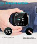 Person adjusting Cordless Back Relief Heating Pad With Built In Massager And Wearable Lumbar Support In 3 Heat Levels
