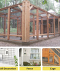 Heavy Duty Black Vinyl Coated 16 Gauge Hardware Cloth With One Inch Mesh Opening Forty Eight Inches Wide By One Hundred Feet Long built into a wooden outdoor fence structure.
