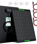 Waterproof 50W 12V Solar Battery Charger And Maintainer Pro with UltraSmart MPPT, cables, and suction mounts displayed