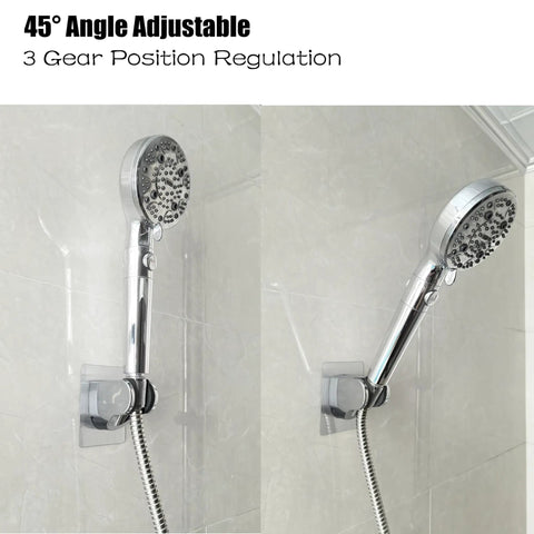 Heavy Duty Shower Head Holder With Tough As Nails Adhesive, Adjustable Handheld Shower Wall Mount Bracket, 45° angle