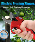 Pro-Level Cordless Pruning Shears That Rips Through 1.6 Inch Branches Like Butter With Rechargeable Batteries For Hardcore Garden Work And Tree Trimming Using Sk5 Steel Blades For A Smooth No-Stall Cut Every Time in hand cutting branch.