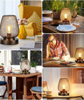 Two Pack USB Rechargeable Cordless Table Lamps With Four Lighting Modes, Battery Powered Indoor Outdoor Bronze Metal Lamps