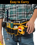 Person holding a 40 Inch Telescoping Magnetic Pickup Tool With 35 Lb Pull Extendable Heavy Duty Magnet Stick near tool belt