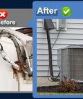 Before and after comparison showing Outdoor Copper Pipe Insulation Cover 72 By 10.2 Inches Heavy Duty Weatherproof Foam Sleeve in use.