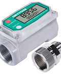 One Inch Inline Water And Fuel Flow Meter With Swivel 360 Connector For 2.6 To 26 GPM NPT Thread Aluminum Alloy Body High Precision
