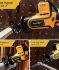 Brushless Reciprocating Saw Cordless 20V Max Compatible Tool Only 3000 SPM cutting wood, aluminum, and steel.