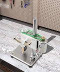 Straight Up Hella Precise Mini Bench Drill Micro Drilling Machine With Adjustable Speed Adapter on workbench with tools.