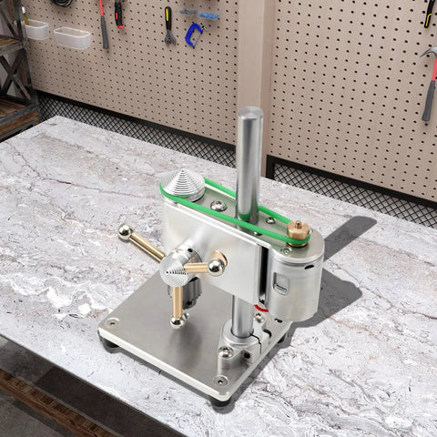 Straight Up Hella Precise Mini Bench Drill Micro Drilling Machine With Adjustable Speed Adapter on workbench with tools.