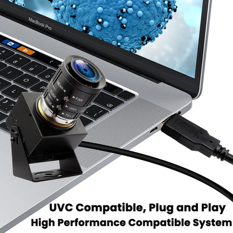 USB Camera With 120fps High Speed 4K 12MP Golf Swing Camera 3X Manual Optical Zoom Lens connected to laptop