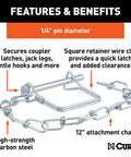 Heavy Duty Trailer Coupler Pin With 12 Inch Chain 1/4 Inch Diameter And 2 3/4 Inch Length showing features and benefits