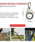 Heavy Duty Metal Zip Tie Gun Set With 150 Pieces Stainless Steel Zip Ties For Fastening And Cutting Ties, Ideal For Chain Link Fence Parts, Wire Fence Rolls, Exhaust Wrap, Poultry Fence Projects shown in use organizing fence ties with hiking buckle design.