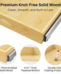 Heavy Duty Wood Cabinet Pullout Organizer With Super Slick Soft Close Glide Rollout Drawer For Pots And Pans Kitchen Storage Rack showing premium knot-free solid wood construction and smooth glide.