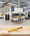 Factory setting with Best No Fuss Yellow Zinc Self Drilling Drywall Anchor And Screw Kit M6 M8 displayed in foreground on wood surface