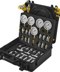Hydraulic Pressure Test Kit With Five Gauges Thirteen Test Couplings Fourteen Tee Connectors Five Test Hoses And Tough Carrying Case