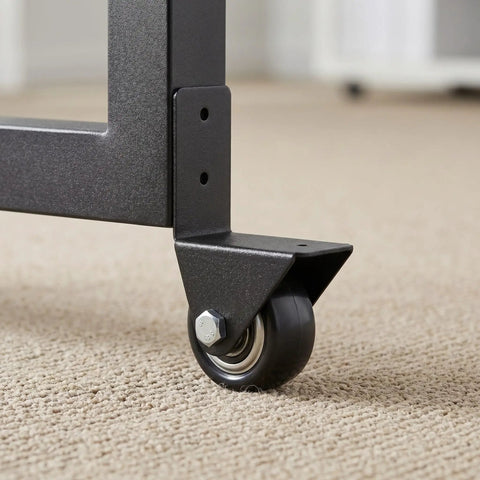 Close-up of 8 Piece L Shaped Plate Casters For Furniture And Luggage With Rubber Wheels, Bottom Mount Fixed Casters For One And A Half Inch Fit