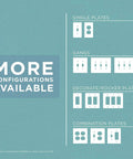 Graphic showing configurations for beadboard style light switch cover 1 gang wall plate in pure white decorative vintage beadboard.