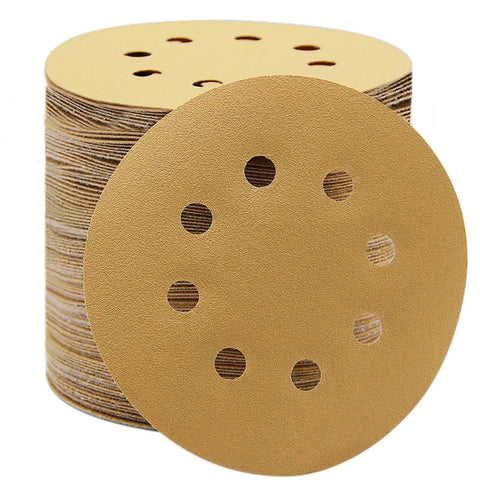 5 Inch Hook And Loop Sanding Discs Set 100 Pcs 60 80 120 150 220 Grits Aluminum Oxide With Resin Over Resin Bonded Grains