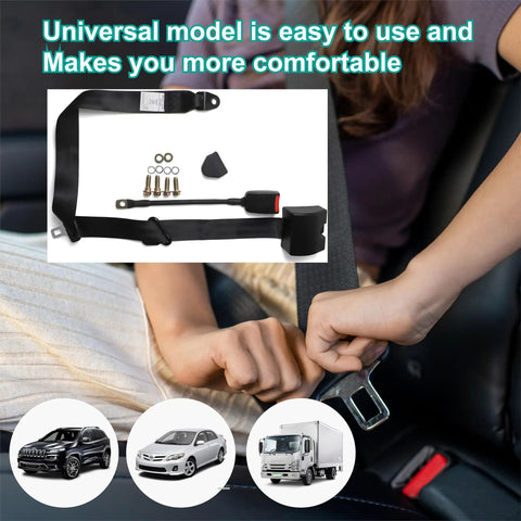 2 Pack Universal 3 Point Retractable Seat Belt Harness Kit for Go Karts Golf Carts UTVs ATVs Cars Trucks SUVs displayed