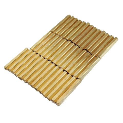 Top Tier Heavy Duty Brass M3 X 30Mm Straight Hex Standoff Pillar Spacers With Knockout Female Threads That Kill Rust And Lock Your Circuit Boards Down In Every Build 40 Piece Bulk Pack arranged in a stack.