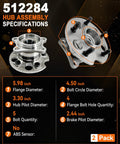 Rear Wheel Bearing Hub Assembly 2 Pack For Toyota Highlander 2004 to 2013 AWD 5 Lug With ABS Direct Fit Easy Install
