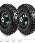 Two Pack Ten Inch Replacement Flat Free Tires For Wheelbarrows Dollies Garden Wagons Carts Hand Trucks And Lawn Mowers