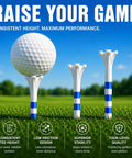 Five Prong White Plastic Golf Tees Pack 120 Count With Three And A Quarter Inch And One And A Half Inch Options on grass with golf ball