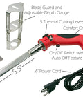 Heavy Duty 150 Watt Hot Knife With 5.5 Inch Blade For Fast Clean Cuts In Foam And More Heats To 975 Degrees Fahrenheit, accessories shown