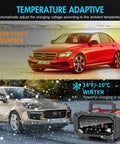 Beefy All In One 7 Stage Car Battery Maintainer And Trickle Charger beside cars in summer and winter conditions.