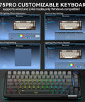 Hella Smooth Tri Mode Wireless Mechanical Keyboard With Smart Lcd Panel And Twist Knob Compact Seventy Five Design For Dope Gaming Builds And Daily Grinds Featuring Punchy Tactile Switches And Massive Four Thousand Mah Battery Longevity, showing RGB lighting effect options.