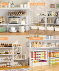 3 Pack Expandable Metal Closet Organizer Shelves Adjustable Stackable Wardrobe Storage Cubes For Clothes Shoes Pantry arranged in kitchen, closet, living room, and pantry.