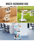 Rolling Lab Cart With Built In Socket 3 Tier Metal Trolley On Swivel Wheels Heavy Duty Lab Organizer in various settings