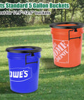 No Sweat Snap On Portable Toilet Seat For 5 Gallon Buckets camping pail cover fits standard blue and orange 5 gallon buckets outdoors.