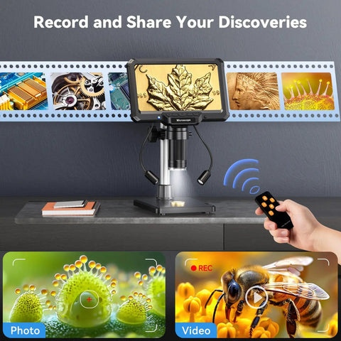 7 Inch LCD Digital Soldering Microscope With Remote And Side Lights High Clearance Stand For DIYers And Tweezers Access 1080P Live View For Precise Microsoldering On Tiny PCBs; 7-inch LCD display and remote control