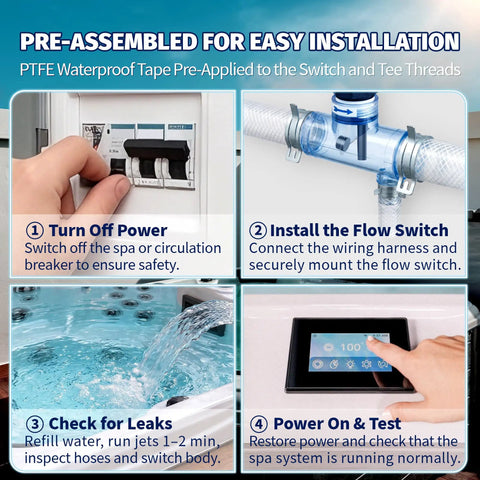 Flow Switch Replacement Part 2560 040 For Hot Tubs Fixes FLO FL1 FL2 Errors With No Sweat Install Reliable Spa Water Flow Sensor Replacement To Get Your Soaking Sessions Back On Track, pre-assembled flow switch kit