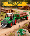 One Twenty Fourth Scale RC Farm Truck with detachable trailer carrying wood logs, realistic design with remote control visible