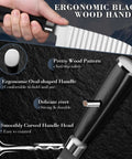 Dragon Creek crinkle cutter knife with black wood ergonomic handle and stainless steel wavy blade (front view)