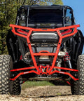 Heavy Duty Arched Boxed Rear Radius Arms For Polaris RZR XP Turbo And XP 4 Turbo 2016 Plus Red, High Clearance For Superior Maneuverability, 4X Stronger Than Stock, Includes Hardware And Instructions, Will Not Fit With Polaris Rear Bumpers.