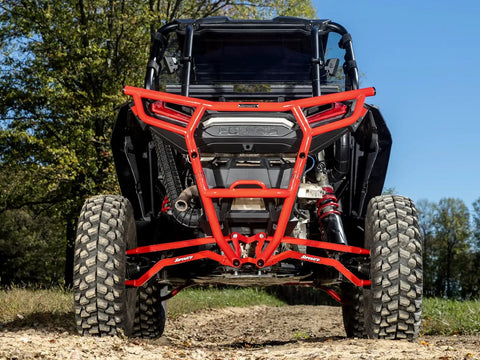 Heavy Duty Arched Boxed Rear Radius Arms For Polaris RZR XP Turbo And XP 4 Turbo 2016 Plus Red, High Clearance For Superior Maneuverability, 4X Stronger Than Stock, Includes Hardware And Instructions, Will Not Fit With Polaris Rear Bumpers.