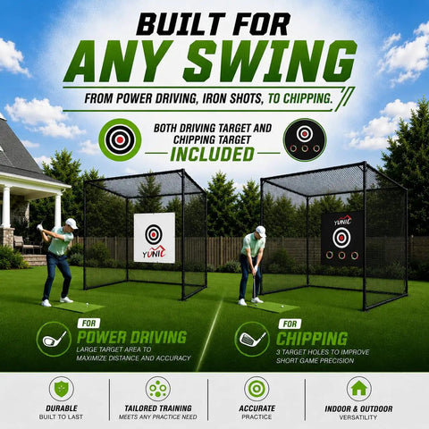 Golf Driving Cage With Steel Frame And Net For Backyard Practice, Full Swing And Chipping Drills, Indoor Or Outdoor Use